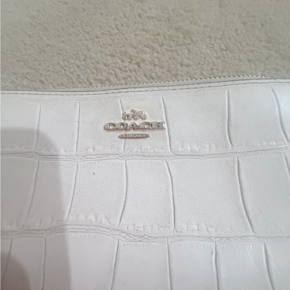 Coach White Croc-Embossed Zip Wallet - Picture 4 of 4